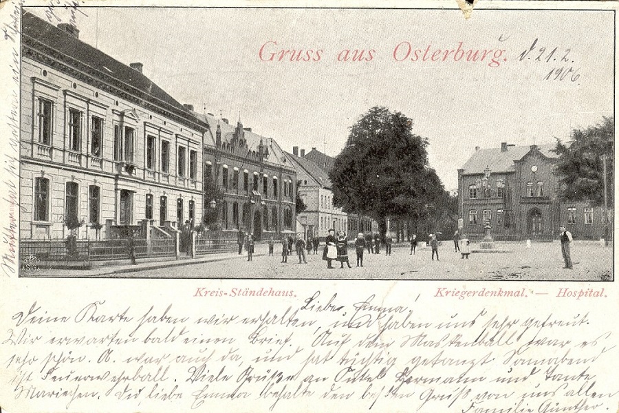 Historische Ansicht St. Georg Hospital 1906, vorne links Kreisständehaus, heute Jobcenter